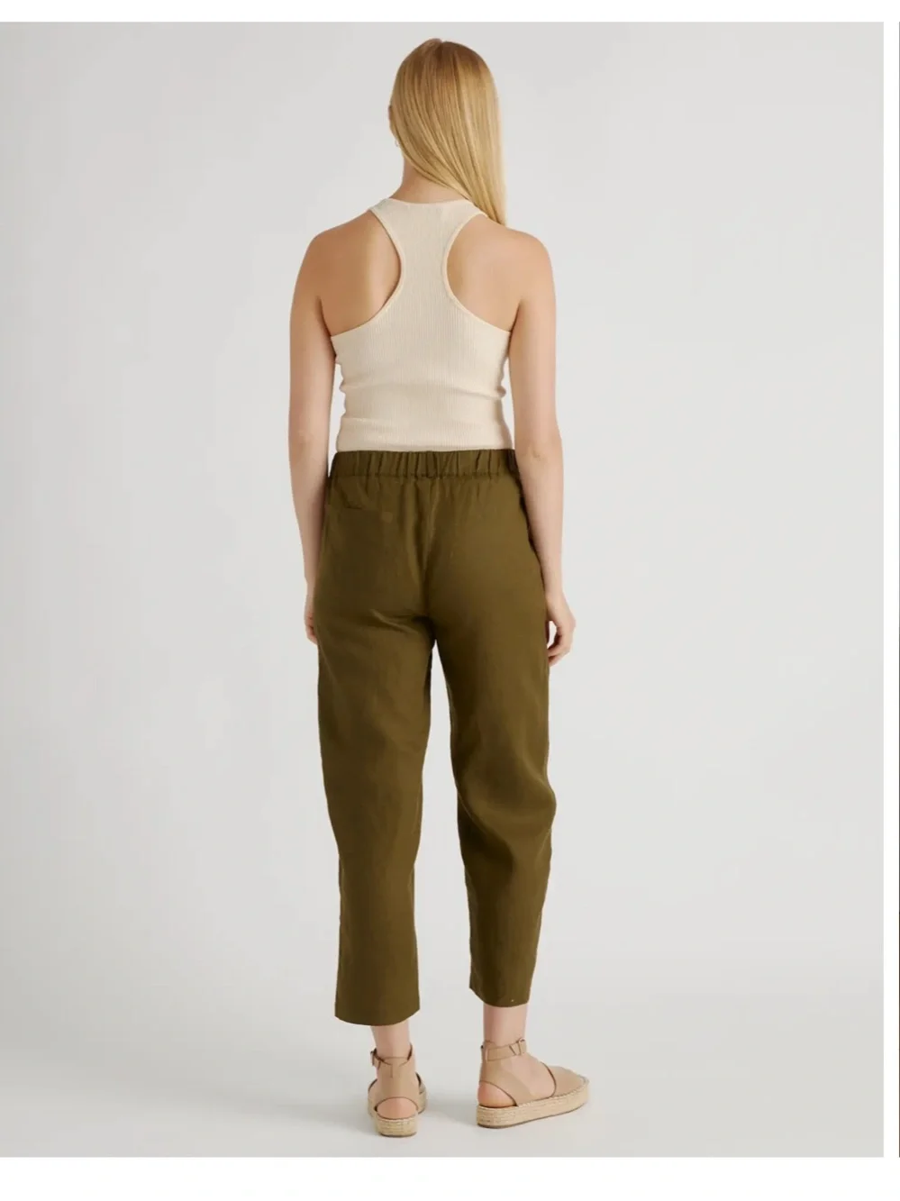 Quince Women’s Size XL Extra Large Martini Olive Green European Linen Pants